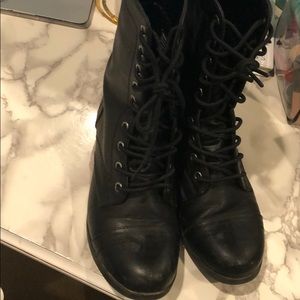 Black combat boots